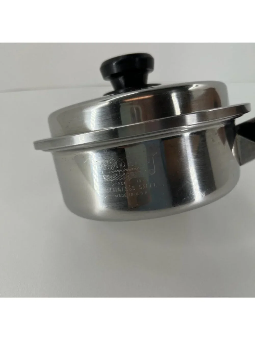 Emdeko 3-Ply 18-8 Stainless Steel Saucepan Vintage Cookware 1.5QT Pot Lid Round